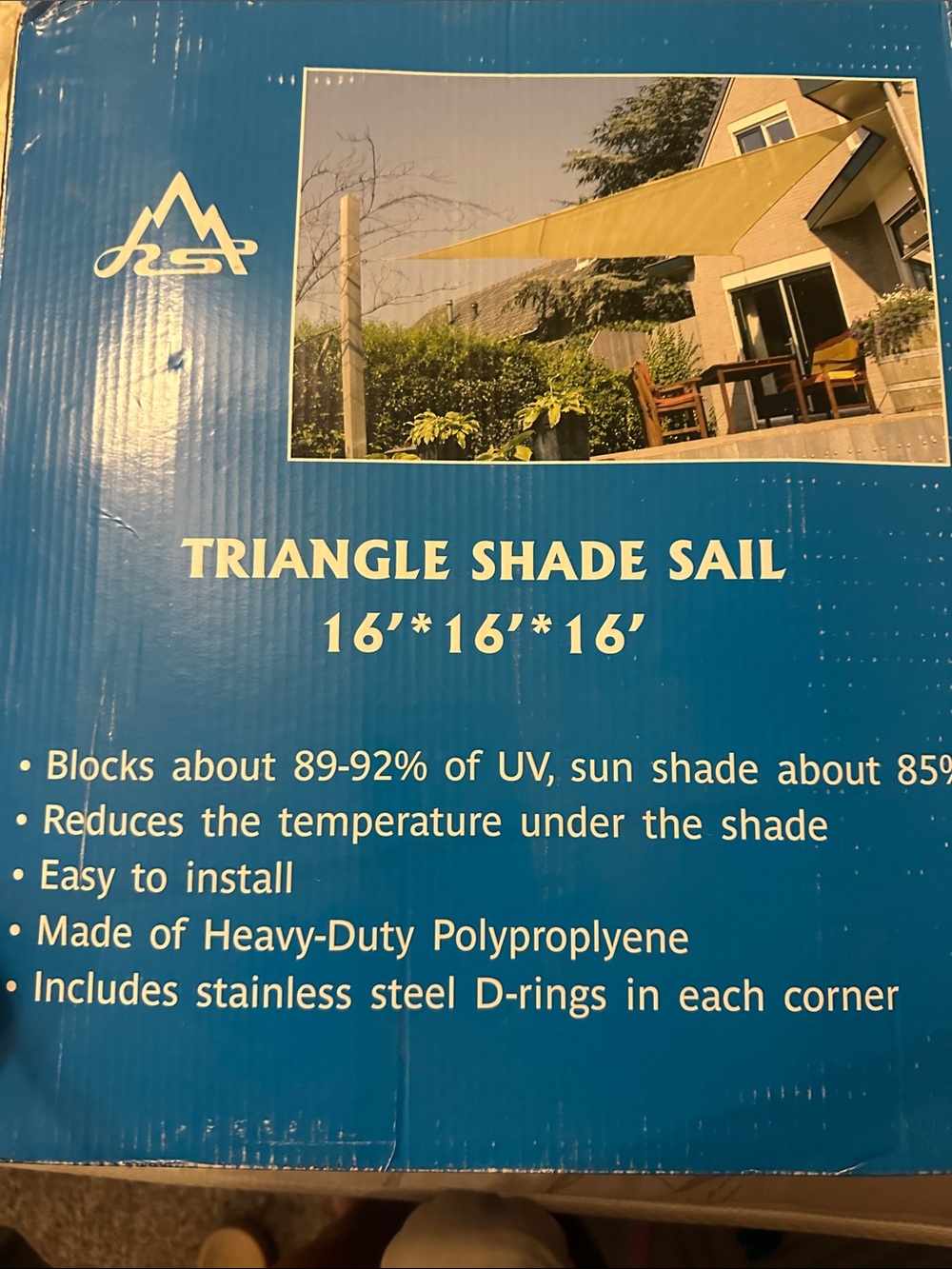 NOWT - Triangle Shade Sail 16' x 16' x 16' Yellow